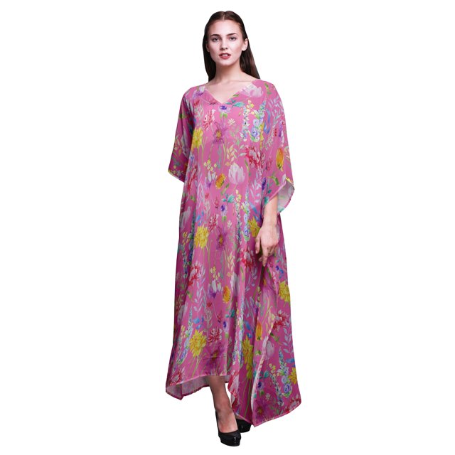 Bimba Longue Robe Caftan Maxi de Plage, par-Dessus de Maillot de Bain, Kaftan pour Femmes, Rose Pâle