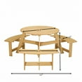 thumbnail image 5 of Outdoor 6 Person Picnic Table, 6 person Round Picnic Table with 3 Built-in Benches, Umbrella Hole, Outside Table and Bench Set for Garden, Backyard, Porch, Patio, Natural, 5 of 5
