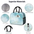 thumbnail image 5 of Insulated Lunch Bag for Women, Floral Print Oxford Fabric Lunch Box, Leakproof Thermal Cooler Tote for Work, School & Picnic, Turquoise Marble Pattern, 5 of 5