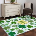 thumbnail image 3 of St. Patrick's Day Area Rugs 4'x6', Washable Small Throw Rugs for Office Bathroom, Spring Lucky Green Shamrock Cloud Blue Indoor Outdoor Rug Non-Slip Low Pile Carpet Runner Reversible Floor Mats, 3 of 8