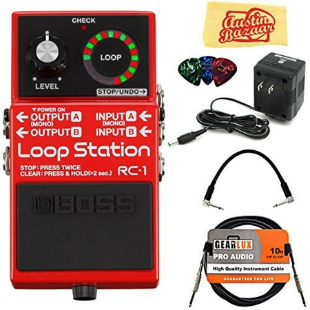 boss rc-1 loop station bundle with power supply, instrument cable, patch cable, picks, and austin bazaar polishing (Best Loop Station Beatbox)