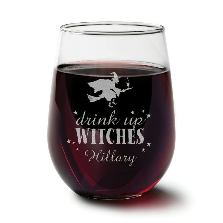 Drink up Witches Halloween Wine Glass Cute Wine Glass Clear 