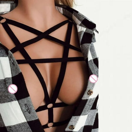 - Alluring Women Bra Elastic Cage Bra Strappy Hollow Out Bra Bustier