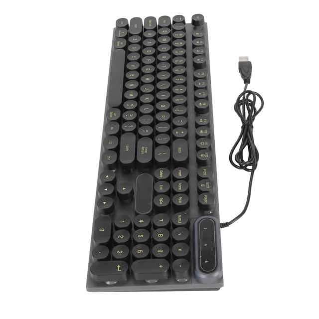 Gaming Keyboard, USB Wired Keyboard, Rainbow LED Backlit, 104 Keys Round , Waterproof, for Win OS X Desktop Laptop, for AIO Computer