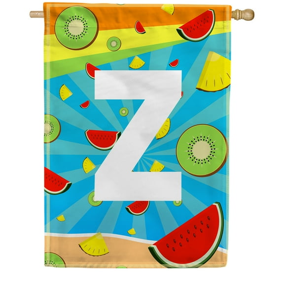 America Forever Summer Watermelon Monogram House Flag Letter Z 28 x 40 inches Fruit Kiwi Pineapple Double Sided Vertical Outdoor Yard Lawn Decorative Fun Refreshing Summertime House Flag