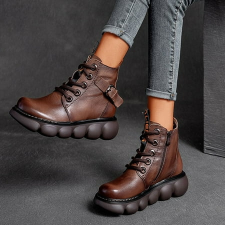 

MIASHUI Boots Thermal Women s Fashion Retro Thicksoled Lacup Breathable Casual Shoes Women s Boots Women Sneakers Shoes Wedges Women Shoes Casual