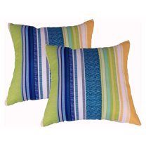CintBllTer (Set of 2 Indoor/Outdoor Pillow 16" x 16" x 7" in Polyester in Multi Stripe
