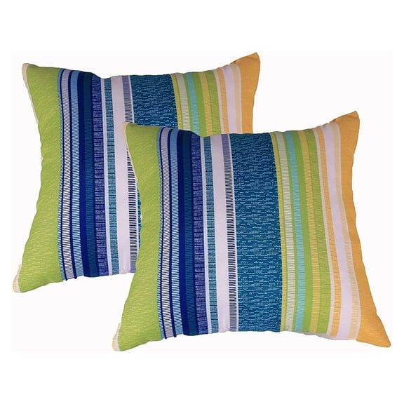 CintBllTer (Set of 2 Indoor/Outdoor Pillow 16" x 16" x 7" in Polyester in Multi Stripe