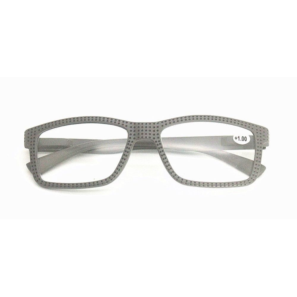 3 Pairs of Mens Thick Rectangular Gray Reading Glasses 2.0 Anti-blue Light Readers Women Plastic Spring Hinge Presbyopic Glasses +2.00