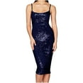thumbnail image 1 of Pisexur Robes pour Femmes Col Rond Dos Nu Robe de Cocktail Mode Paillettes Scintillantes Robe de Soirée Boîte de Nuit Fête Robe Ajustée Robes de Retour à la Maison Élégante Robe d'Invitée de Mariage Tunique Robe Midi, 1 of 3