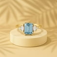 thumbnail image 7 of Vintage Emerald Cut Aquamarine Ring, Aquamarine Engagement Ring, Aquamarine Diamond Ring, Unique Prong Set Ring, March Birthstone Gifts, 7 of 7