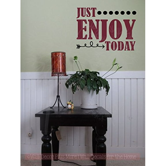 Just Enjoy Today Vinyl Decals Wall Decor Sayings Word Art, 23x17-inch, Black/Burgundy