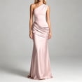 thumbnail image 2 of Wsysadlol Wedding Guest Dresses for Women Solid Satin Bodycon Midi Dress Asymmetric One Shoulder Ruched Slim Fit Dress Elegant Evening Party Gown Formal Dress, 2 of 7