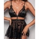 thumbnail image 5 of Sujetador de lencería con estampado exquisito para mujer + conjunto de bragas Babydoll Cut-Out Sleepwear Fridja nalpqowj43010, 5 of 6