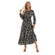 thumbnail image 1 of Gibobby Vestido largo casual de verano para mujer Vestido elegante casual para mujer Vestido de manga larga con estampado floral Volantes Temperamento fluido Vestido(Negro,CH), 1 of 5
