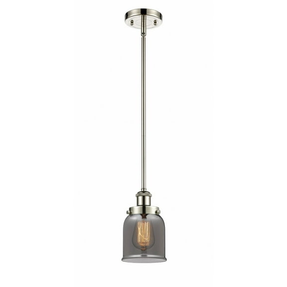 916-1S-PN-G53-Innovations Lighting-Bell - 1 Light Stem Hung Mini Pendant In Industrial Style-10 Inches Tall and 5 Inches Wide-Polished Nickel