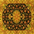 thumbnail image 1 of Ahgly Company Machine Washable Indoor Square Medallion Yellow Traditional Area Rugs, 8' Square, 1 of 4