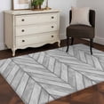 thumbnail image 4 of Gray Wood Grain 3'x5' Washable Rug, Retro Minimalist Geometric Art Non-Slip Area Rugs for Entryway Kitchen Classroom, StainResistant Dorm Throw Carpet, Low Pile Soft Indoor Floor Mat, 4 of 9