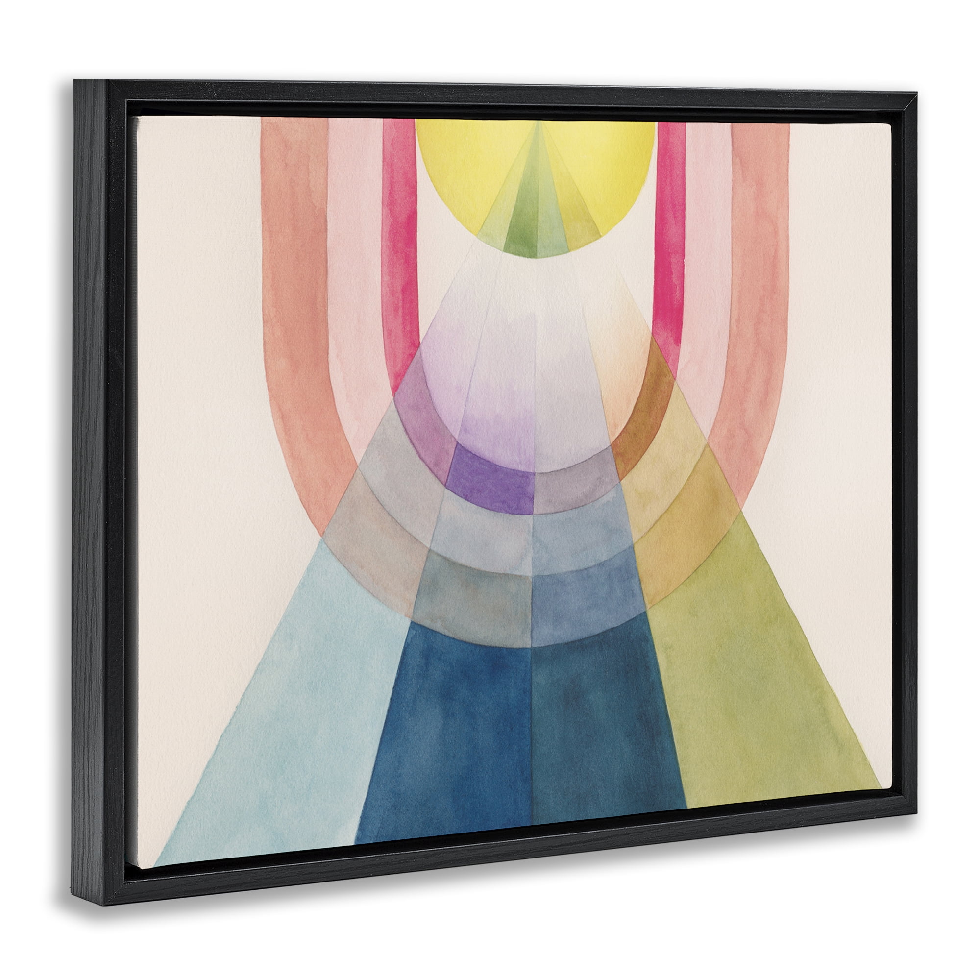 Stupell Industries Abstract Arches & Rays Abstract Painting Black Floater Framed Canvas Art Print Wall Art, 31 x 25
