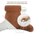 thumbnail image 4 of Nestl Reading Pillow, Extra Large Comfortable Bed Rest Pillow with Arms - Premium Shredded Memory Foam TV Pillow, Detachable Neck Roll & Lumbar Support Pillow - Rust Orange Brown, 4 of 8