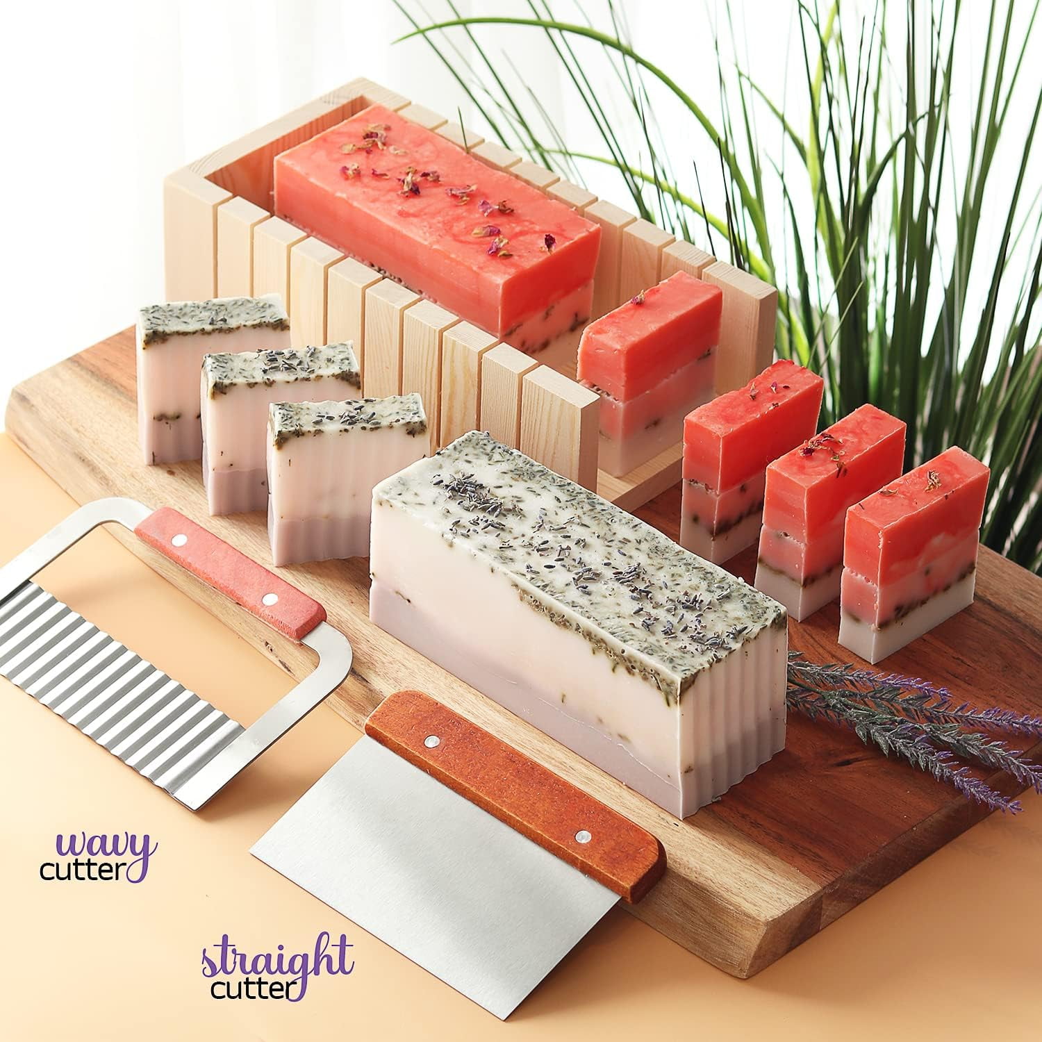 Craftzee 54 Piece Multicolor Deluxe DIY Rose Petals & Lavender Scented Soap Making Kits with 2 Melt-and-Pour Shea Butter Soap Bases