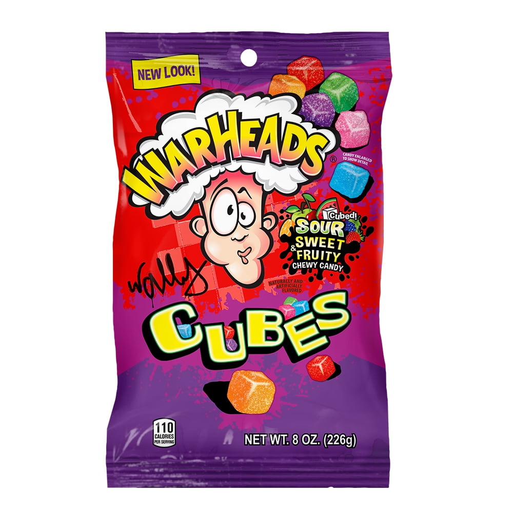 Warheads Cubes, 8 oz. peg bag sour chewy candy