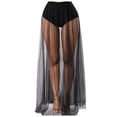 thumbnail image 5 of Ediodpoh Skirts for Women Women's Mesh Transparent Overskirt Elastic Waist Beach Sunscreen Sheer Skirt Pants for Girls Black L, 5 of 6