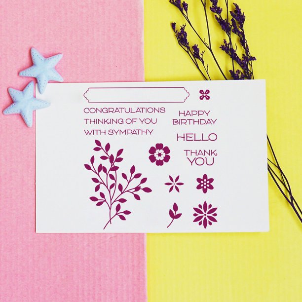 Cuadros Decorativos Tarjeta de troqueles de corte de cumpleaños de flores sello transparente de silicona para Scrapbooking DIY Ndcxsfigh Nuevos Originales