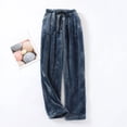 thumbnail image 6 of Hearthz Fleece Lounge Pants Women Navy Fuzzy Fleece Cozy Elastic Waist Wide Leg Sleep Pants with Pockets Fall Winter Warm Womens Pajama Bottoms, 6 of 6