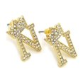 thumbnail image 4 of Hip Hop King Crown Tilted Initial Letter Alphabet Pierced Stud Earring, 4 of 4