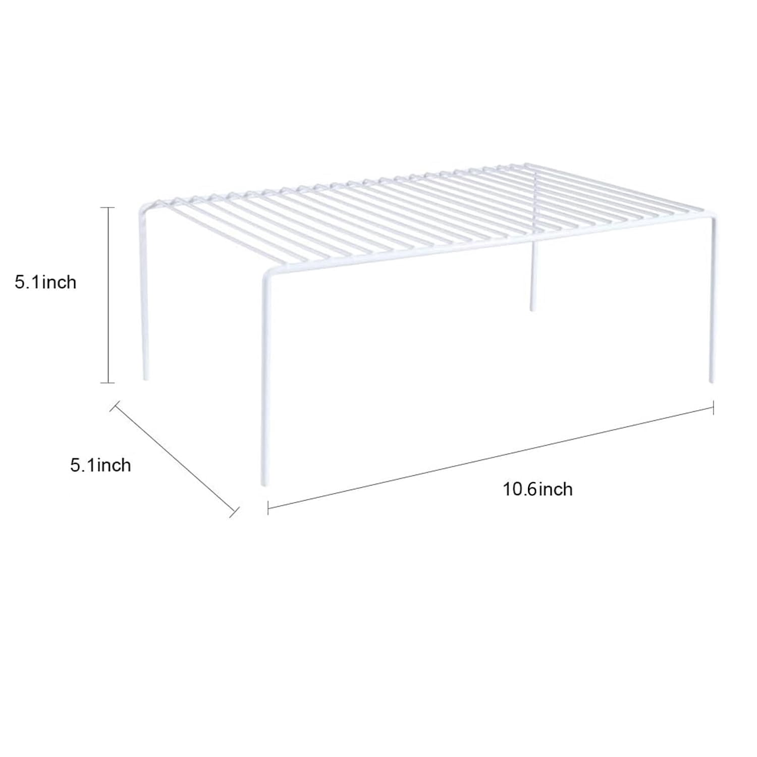 4 Pack(10.6 X 5.1 Inch) Cabinet Storage Shelf Rack  Rustproof Kitchen Counter And Small Organizer For Fridge Bathroom White