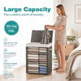 thumbnail image 3 of 110L Laundry Hamper Basket with Lid Clothes Hamper with 2 Removable Liner Bags & 6 Mesh Bags Wicker Laundry Basket for Laundry Room Gray, 3 of 9