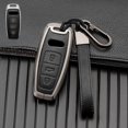 thumbnail image 1 of Car Key Fob Cover Case Protector Zinc Alloy Leather Car Remote Key Fob Case Cover Holder For Audi A6 A7 A8L Q8, 1 of 6