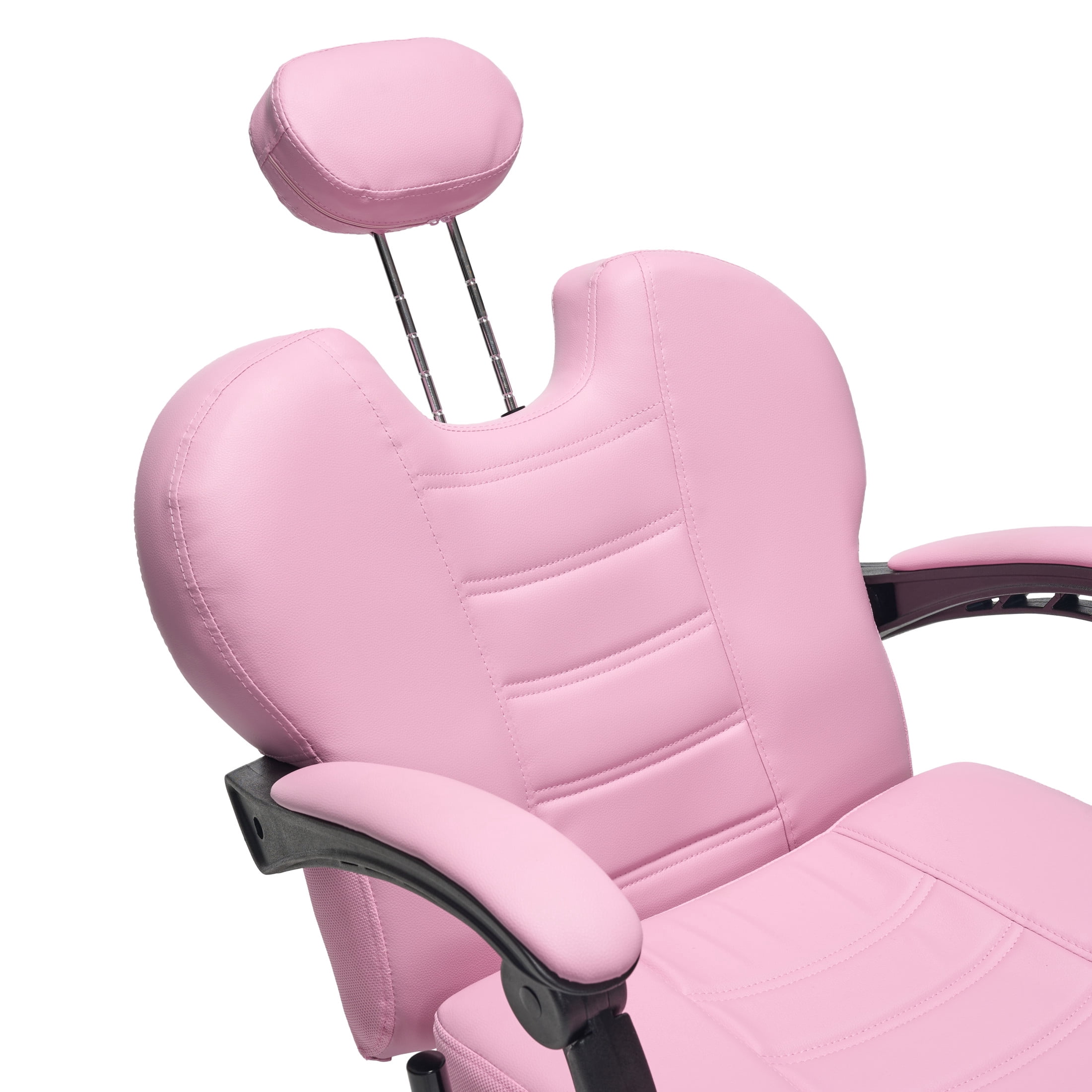 Noble House Heavy Duty Reclining Barber Chair, 360° Swivel Salon Chair with Hydraulic Pump, Pink