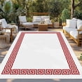 thumbnail image 2 of 3' x 5' Outdoor Rug, Red Geometric Outdoor Washable Rug Large Floor Carpet, Modern Key Greek Design Abstract Art Non Shedding Area Rug for Outside Patio RV Porch Deck Balcony Camping Living Room, 2 of 9