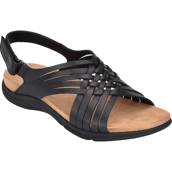 Women's Easy Spirit Mar Woven Slingback Sandal Black Leather 10 W