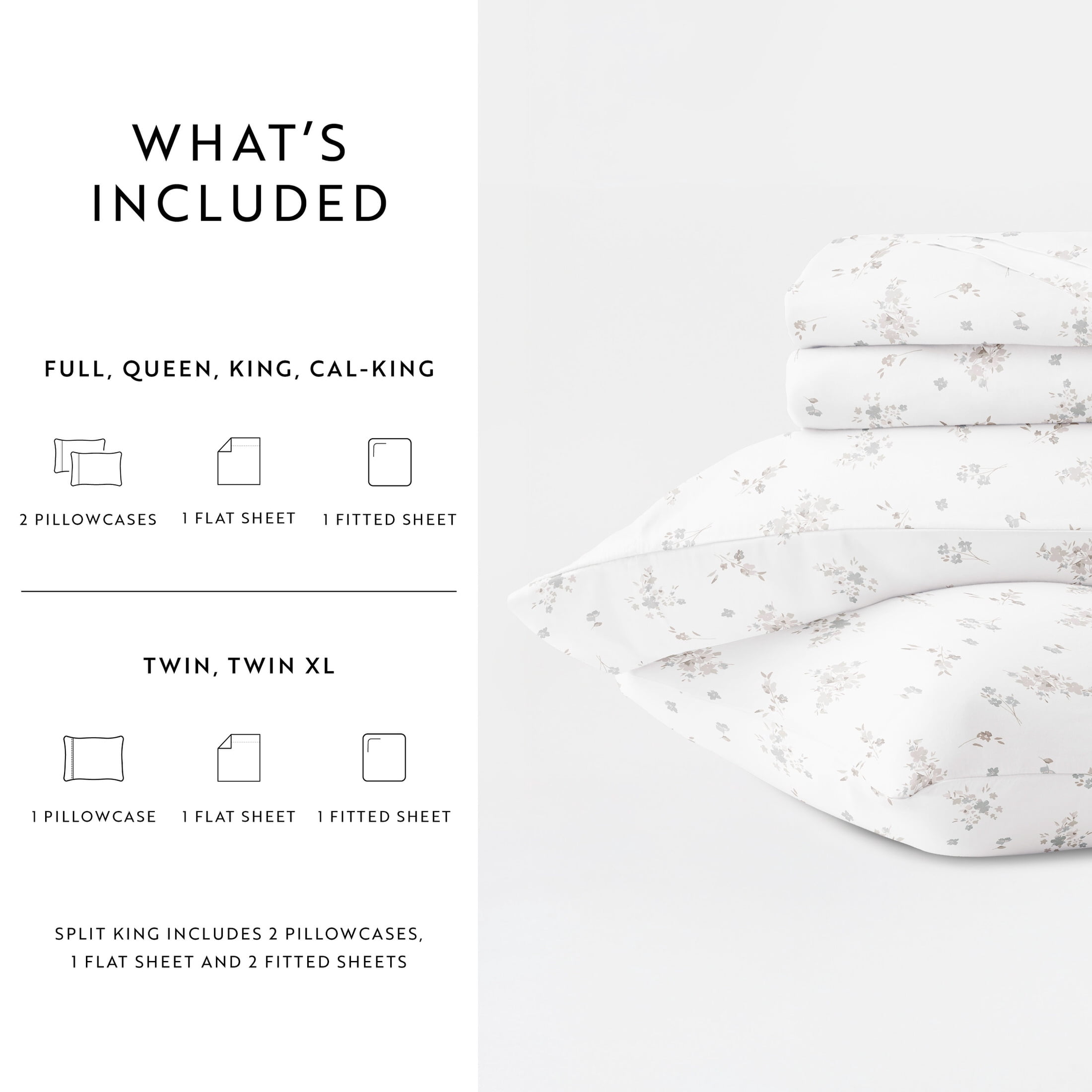 Noble Linens 4 Piece 300TC Cotton Printed Sheets, Bouquet Bliss Pink, California King