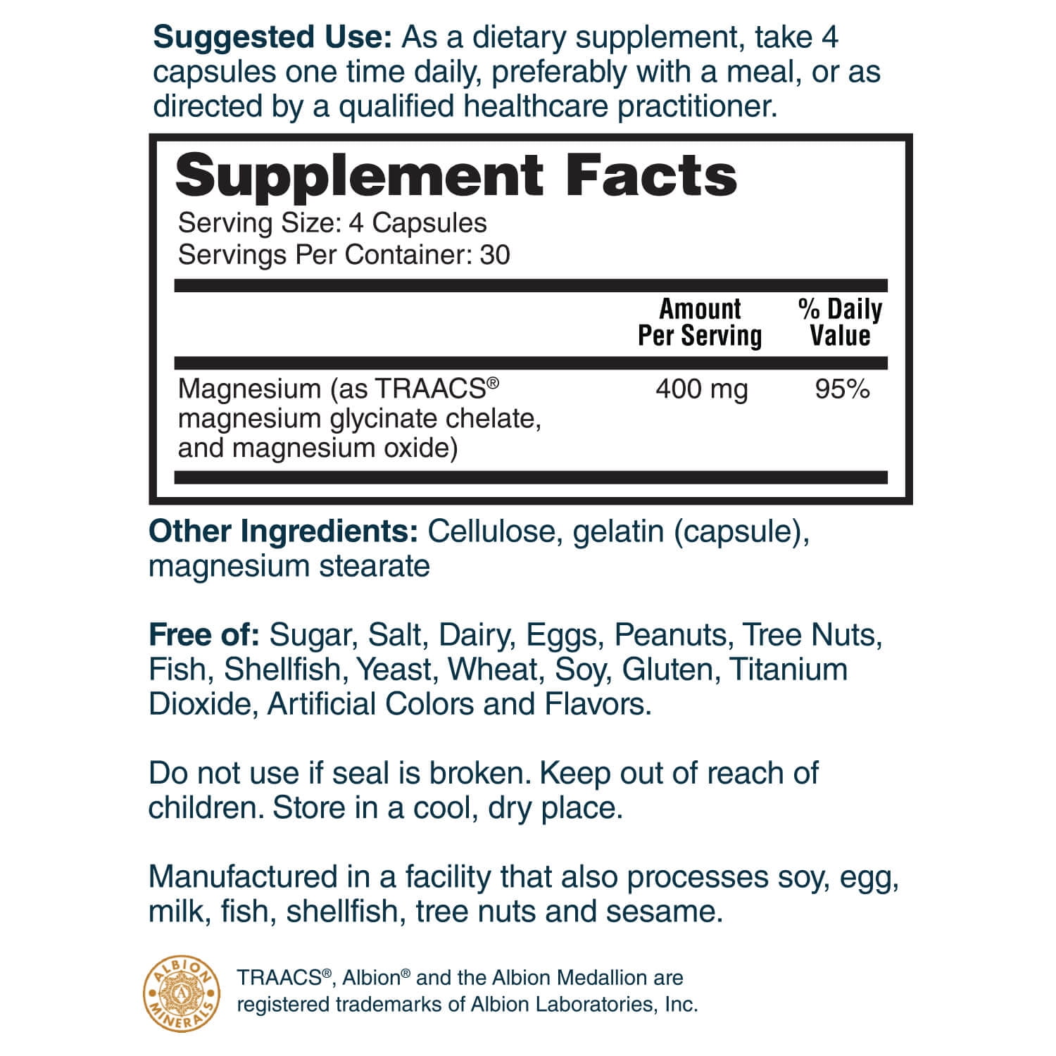 Nature`s Lab Gold Magnesium Glycinate 400mg - 120 Capsules (30 Day Supply) - Supports Cardiovascular Health, Muscle & Nerve Function*