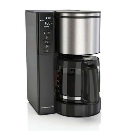 Hamilton Beach Premium 12-Cup Programmable Drip Coffee Maker Machine with Glass Coffee Pot, Black