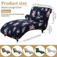thumbnail image 2 of Dznils Printed Armless Chaise Lounge Slipcover Stretch Polyester Furniture Chair Cover, Navy, 2 of 11