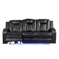 thumbnail image 3 of Benz LED & Power Reclining Sofa Made With Faux Leather in Black, 3 of 13