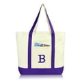 thumbnail image 4 of DALIX Women's Initial Tote Bag Personalized Monogram Purple Zippered Top Letter - B, 4 of 7
