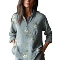 thumbnail image 2 of YLHFASHION Chemise en Coton Confortable à Manches Longues Décontractée pour Femmes à Imprimé Artistique Floral Rétro Rabais de 50 % Liquidation Chemises pour Femmes, 2 of 3