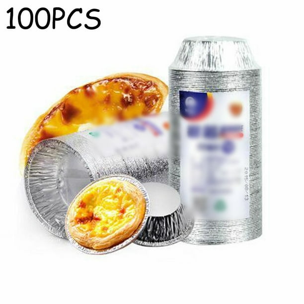 Fule 100Pc Egg Tart Mold Aluminum 3" Foil Tart Pan Disposable Mini Pot