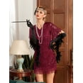 thumbnail image 5 of PrettyGuide Women's Flapper Dresses Tiered Long Fringed Sequin 1920s Great Gatsby Cocktail Dress with Sleeves, 5 of 8
