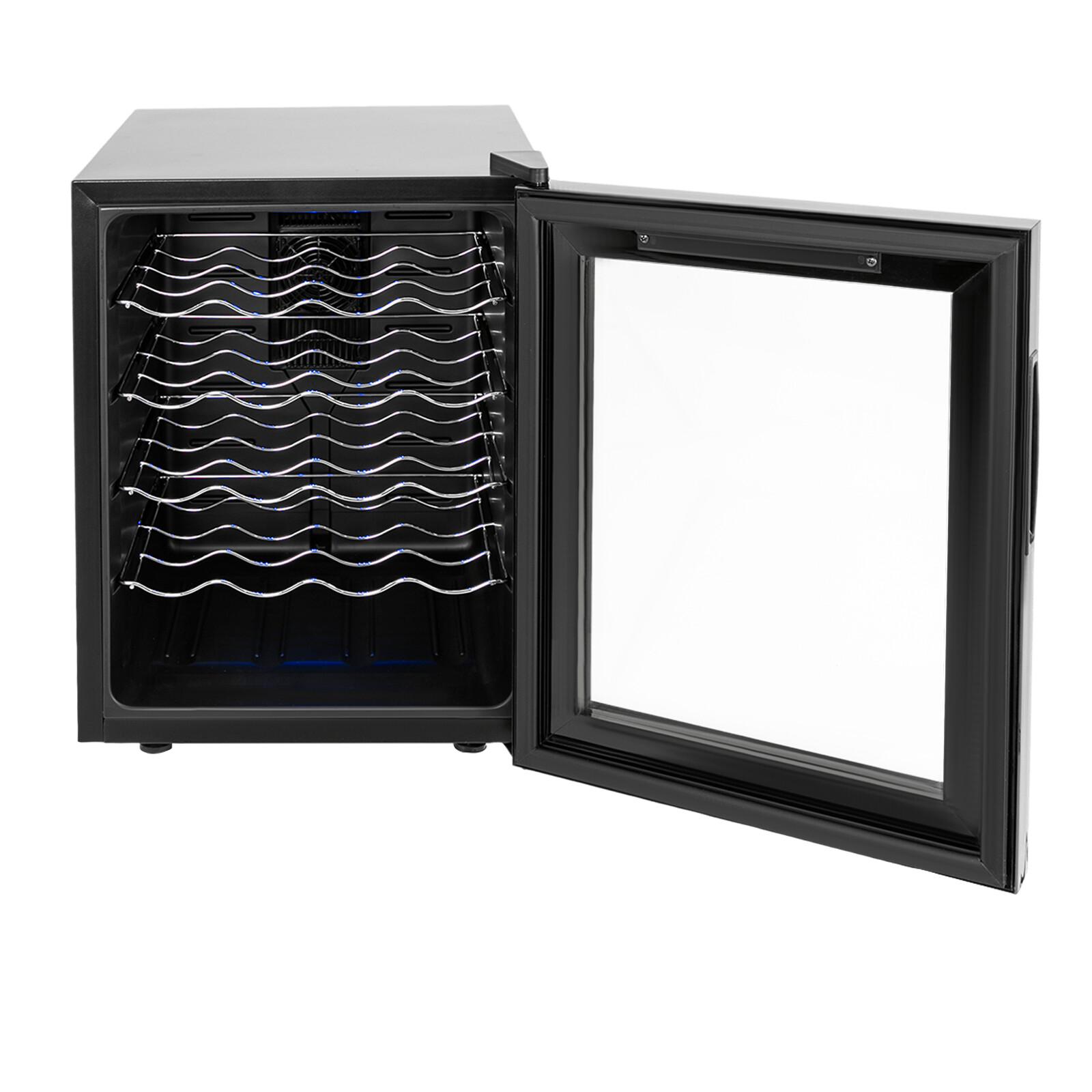 48L Wine Fridge Electric 55W Semiconductor Cooling, Air-Cooled Frost-Free System, 12-18°C Precise Temp Control, 4 Shelves Hold 20 Bottles, 39dB Ultra-Quiet, Black Modern Design for Home/Bar