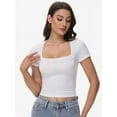 thumbnail image 6 of Women's Square Neck Tops Short Sleeve Crop Tops Workout Summer Clothes Casual Slim Fit T-Shirts, 6 of 6