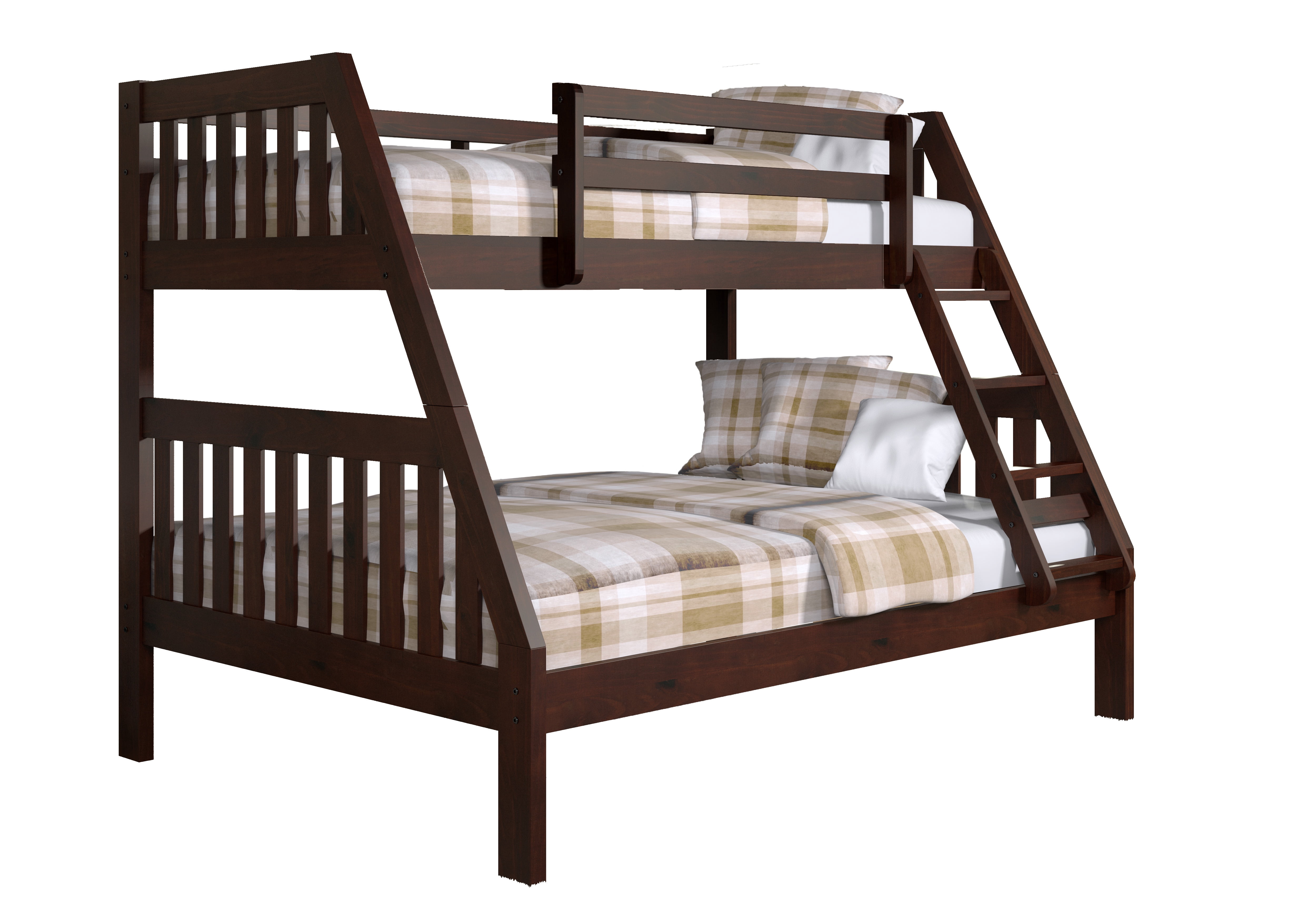 Donco Kids Twin over Full Solid Wood Mission Bunk Bed in Cappuccino