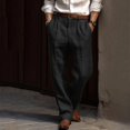thumbnail image 2 of Sopiago Men's Essentials Linen Dress Pant, Modern Fit, Solid Twill, Lightweight Black,S, 2 of 5