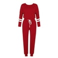 thumbnail image 4 of YUGYXL Jogging Suits for Women Long Sleeve Crewneck Pullover with Track Pant 2 Piece Lounge Set Sweatsuit Travel Outfits Red M, 4 of 5